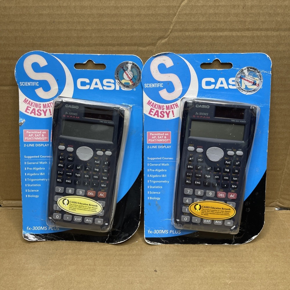Casio fx-300MS Plus Scientific Calculator NOS Sealed S-V.P.A.M. 2 Pack